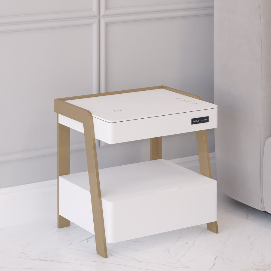 Monolithic Rectangular Smart Side Table Bedside Smart Table