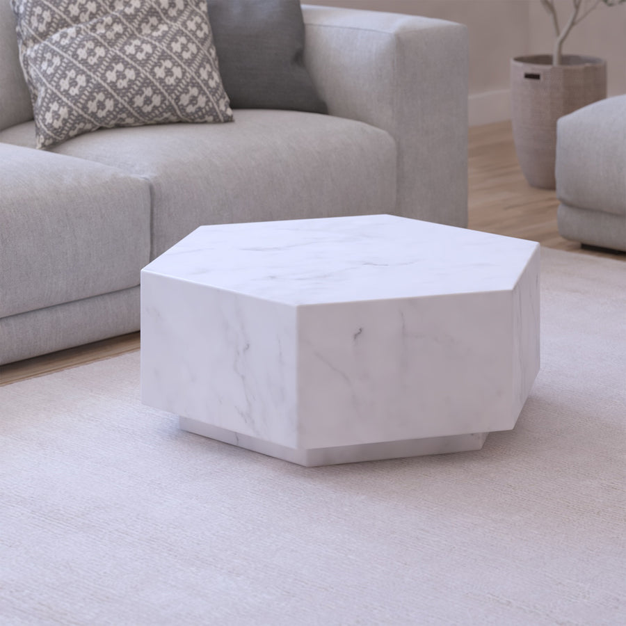 Table basse italienne Carrara hexagonale 