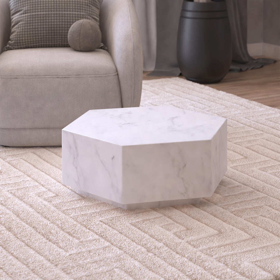 Table basse italienne Carrara hexagonale 