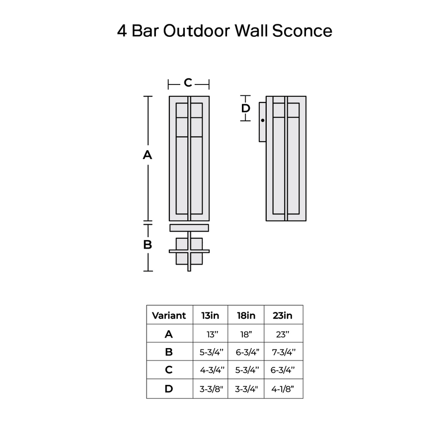 4 Bar Outdoor Wall Sconce