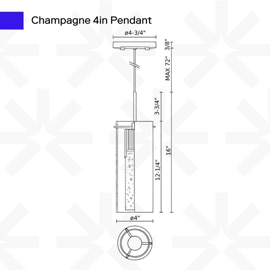 Champagne 4in Pendant