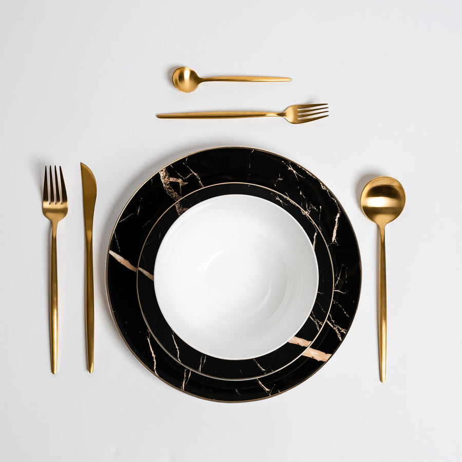 Libra Black Marble Plates