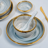 Modern Nordic Style Golden Border Marble & Ceramic Tableware Sets