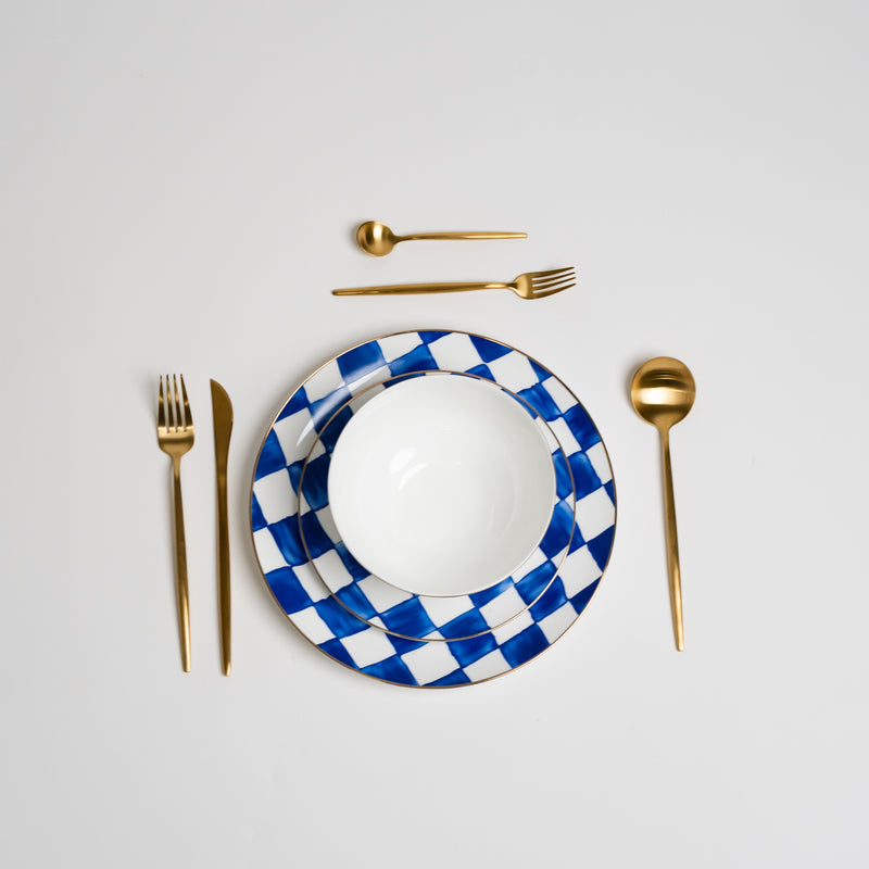 Royal Blue Check Plate Set