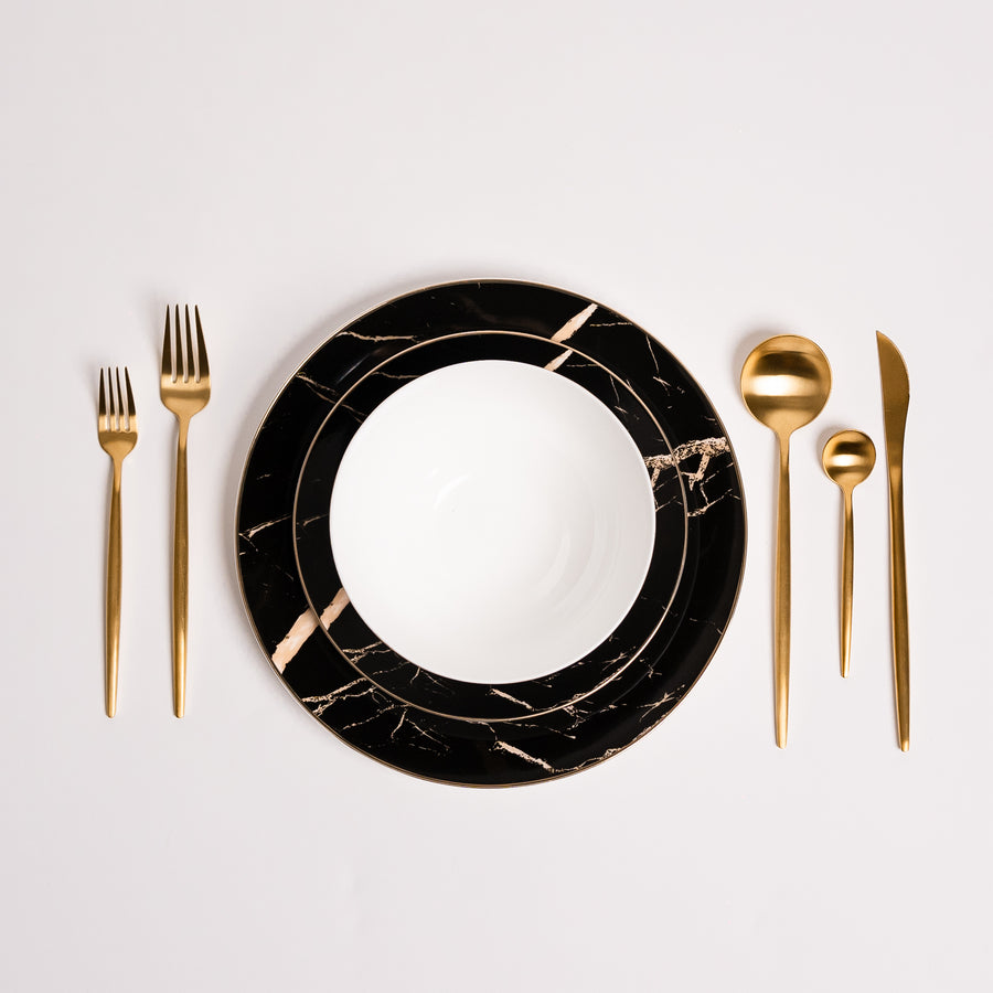 Libra Black Marble Plates