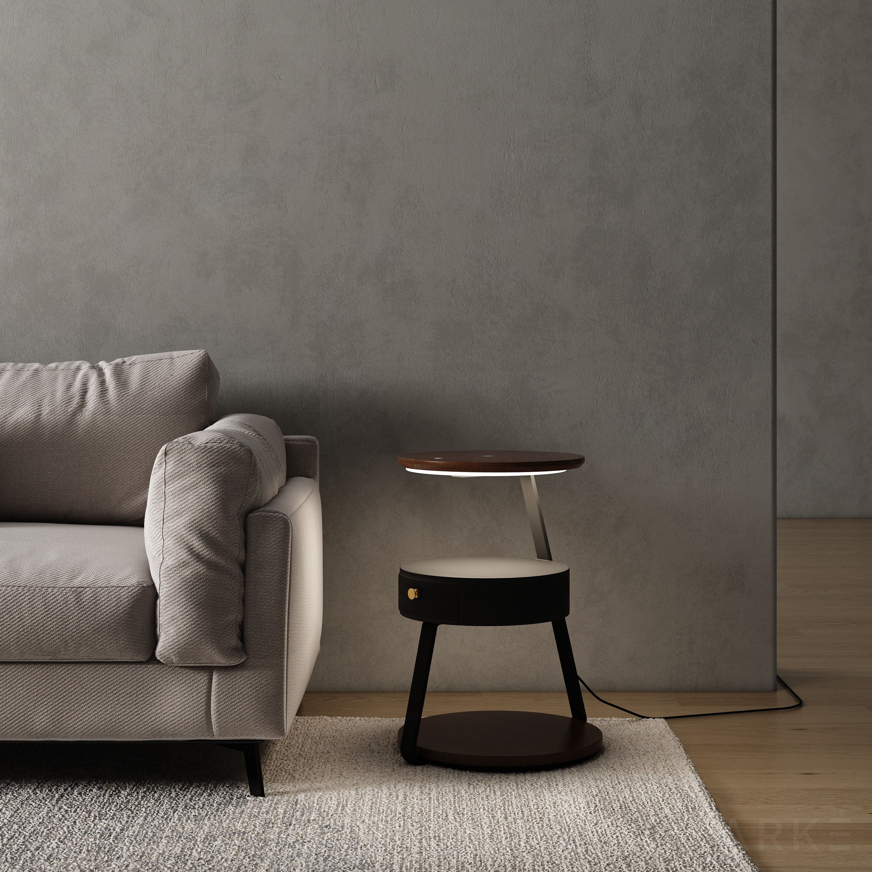 Monolithic Rectangular Smart Side Table Eco Smart Side Table
