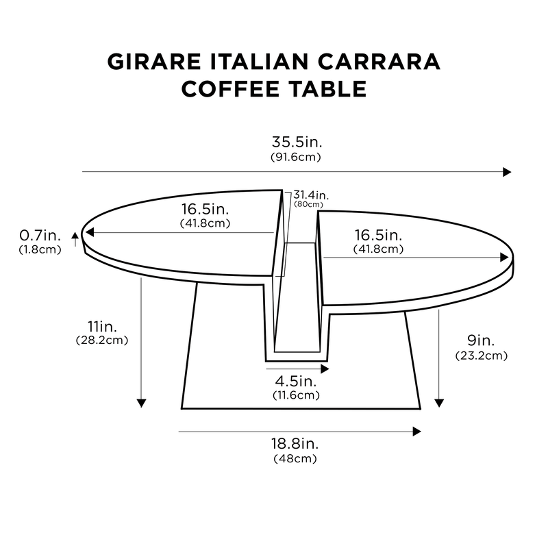 Girare Italian Carrara Coffee Table