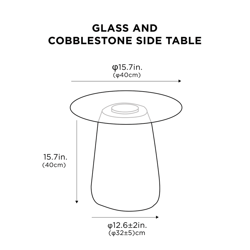 Glass and Cobblestone Side Table