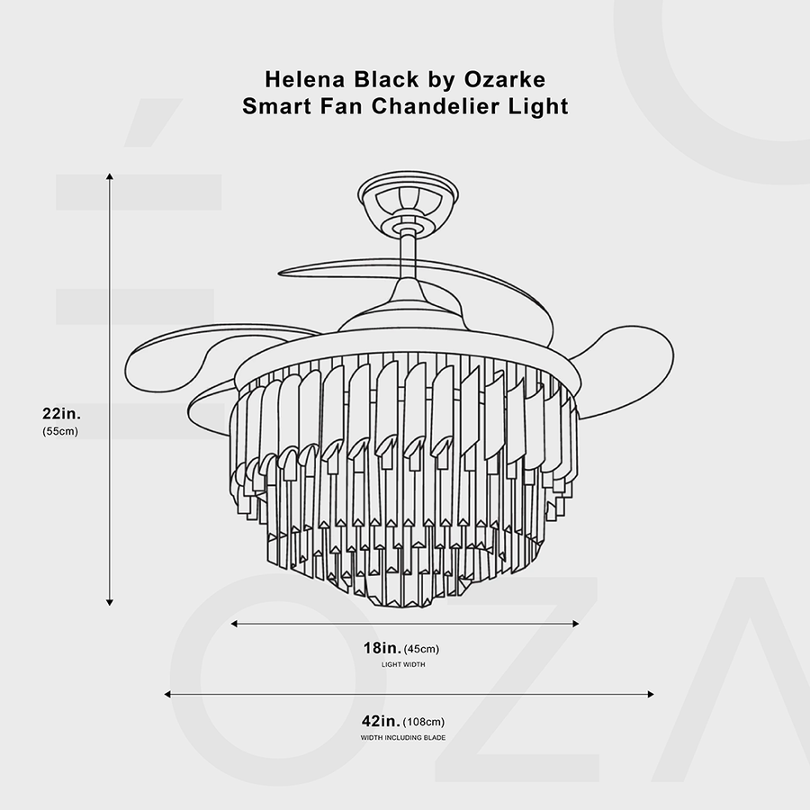 Lustre à ventilateur intelligent Helena Black par Ozarke 