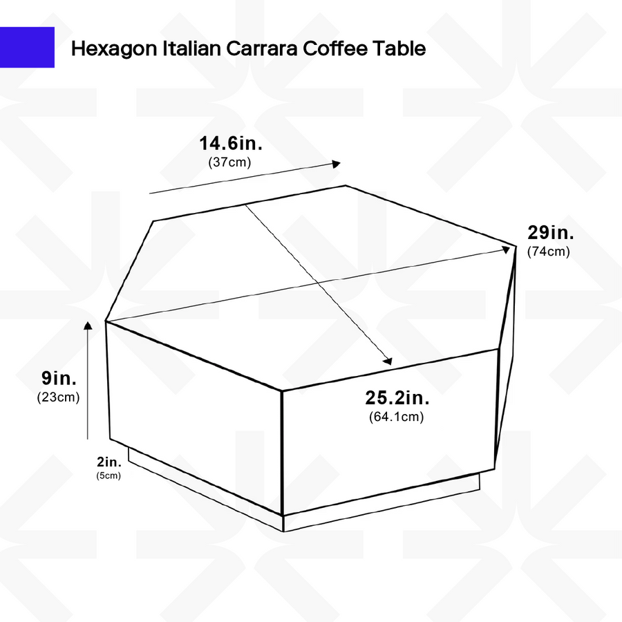 Table basse italienne Carrara hexagonale 