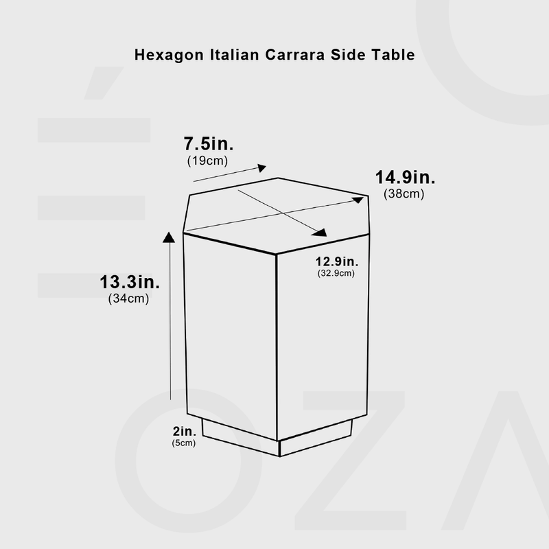 Hexagon Italian Carrara Side Table