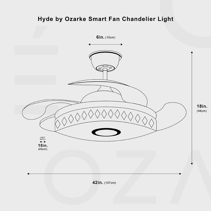 Hyde by Ozarke Smart Fan Chandelier Light