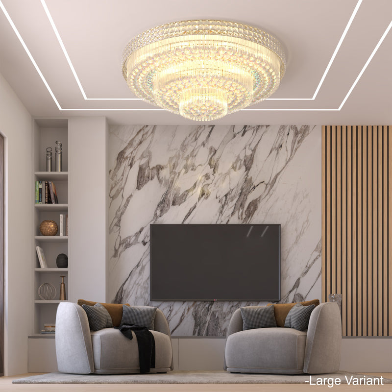 Lustre LED contemporain en cristal à plusieurs niveaux 