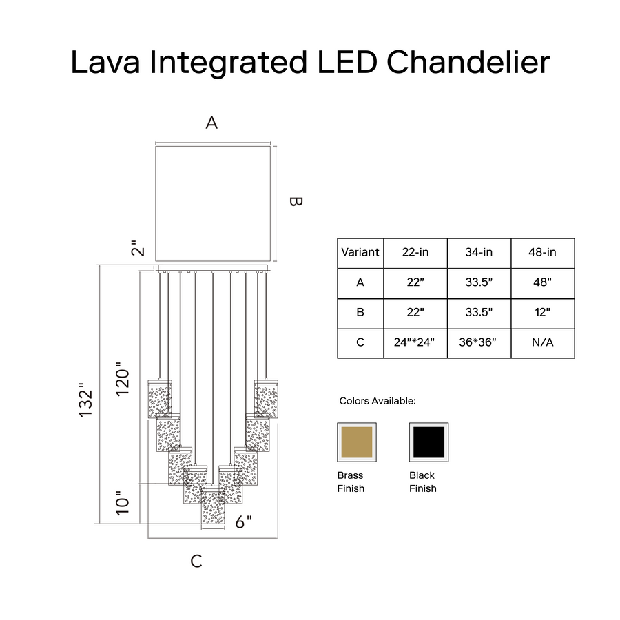 Lava LED Brass Chandelier