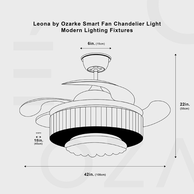 Leona by Ozarke Smart Fan Chandelier Light - Modern Lighting Fixtures
