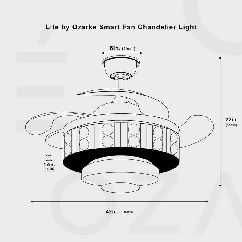 Life by Ozarke Smart Fan Chandelier Light