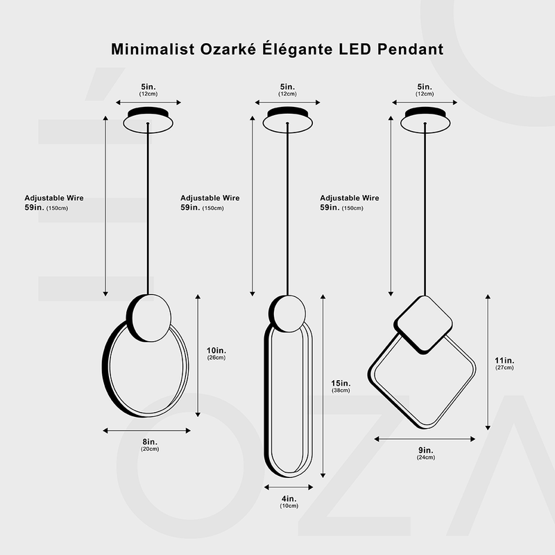 Minimalist Ozarké élégante LED Pendant