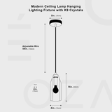 Modern Ceiling Lamp Hanging Lighting Fixture with K9 Crystals