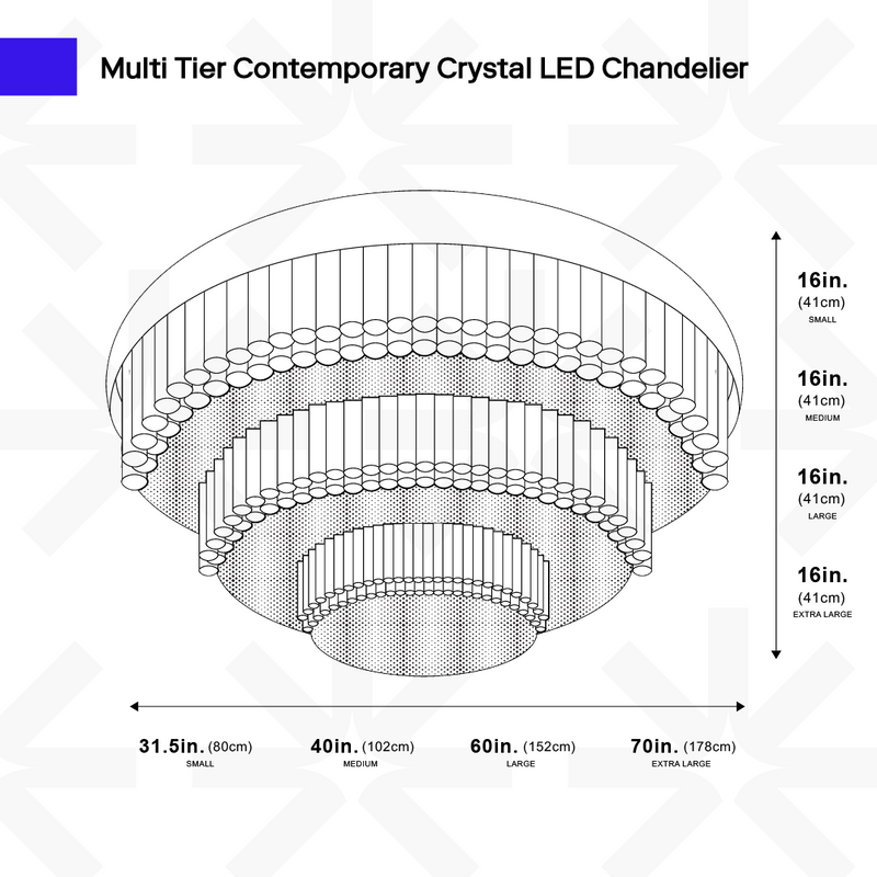 Multi Tier Contemporary Crystal LED Chandelier