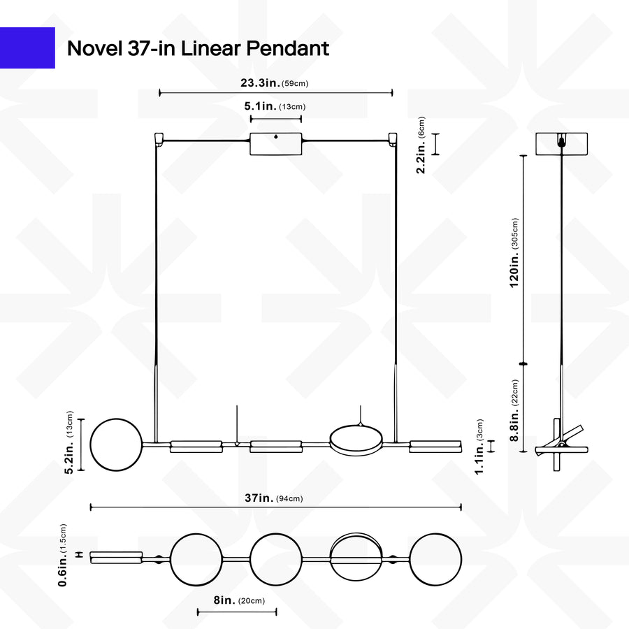 Novel 37-in Linear Pendant
