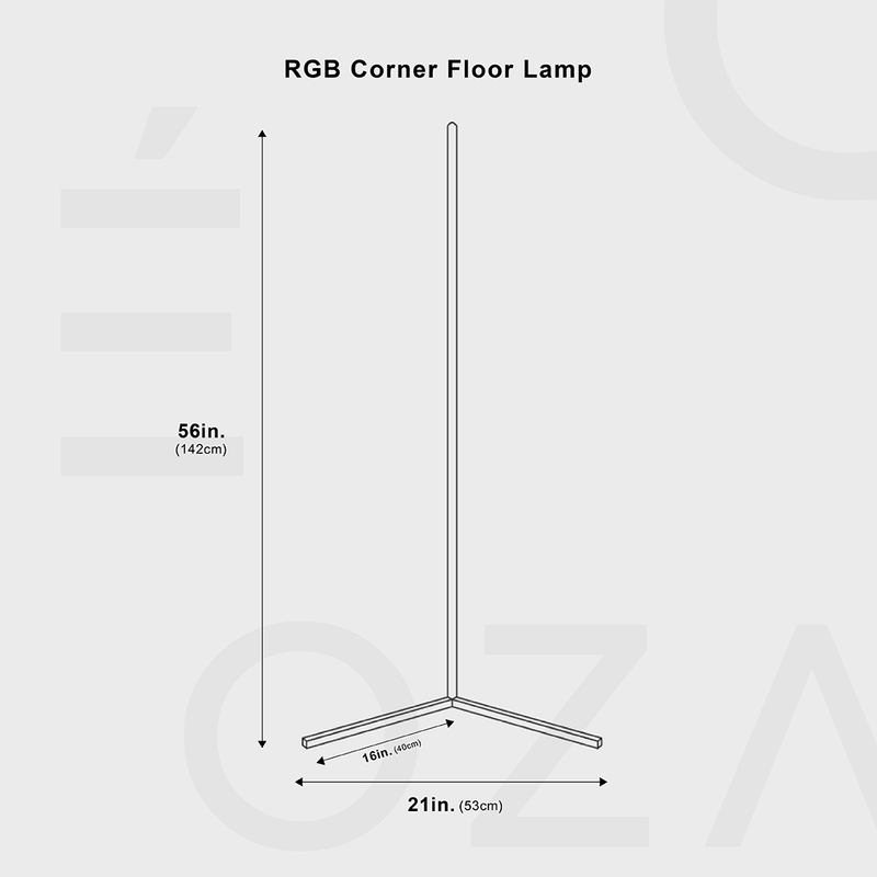 Lampadaire d’angle RVB, lampe LED minimaliste 