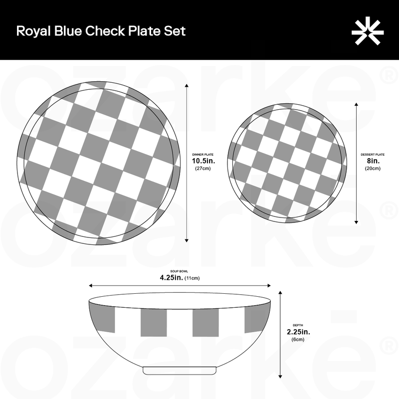 Royal Blue Check Plate Set