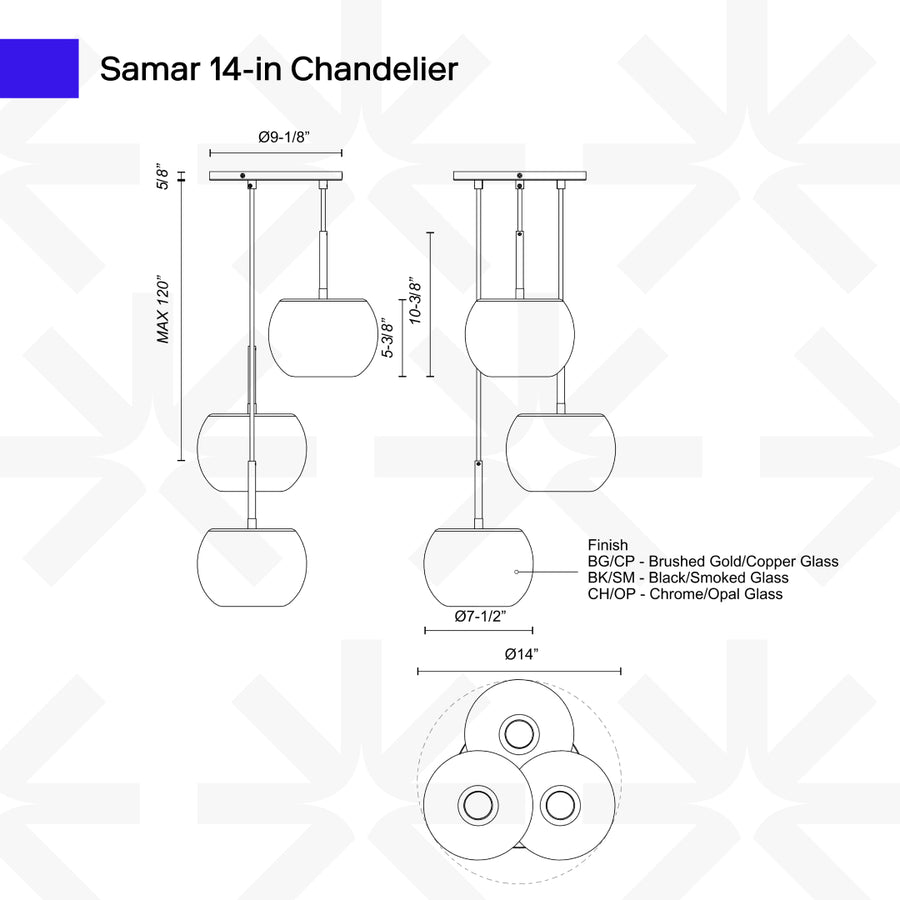 Samar 14-in Chandelier
