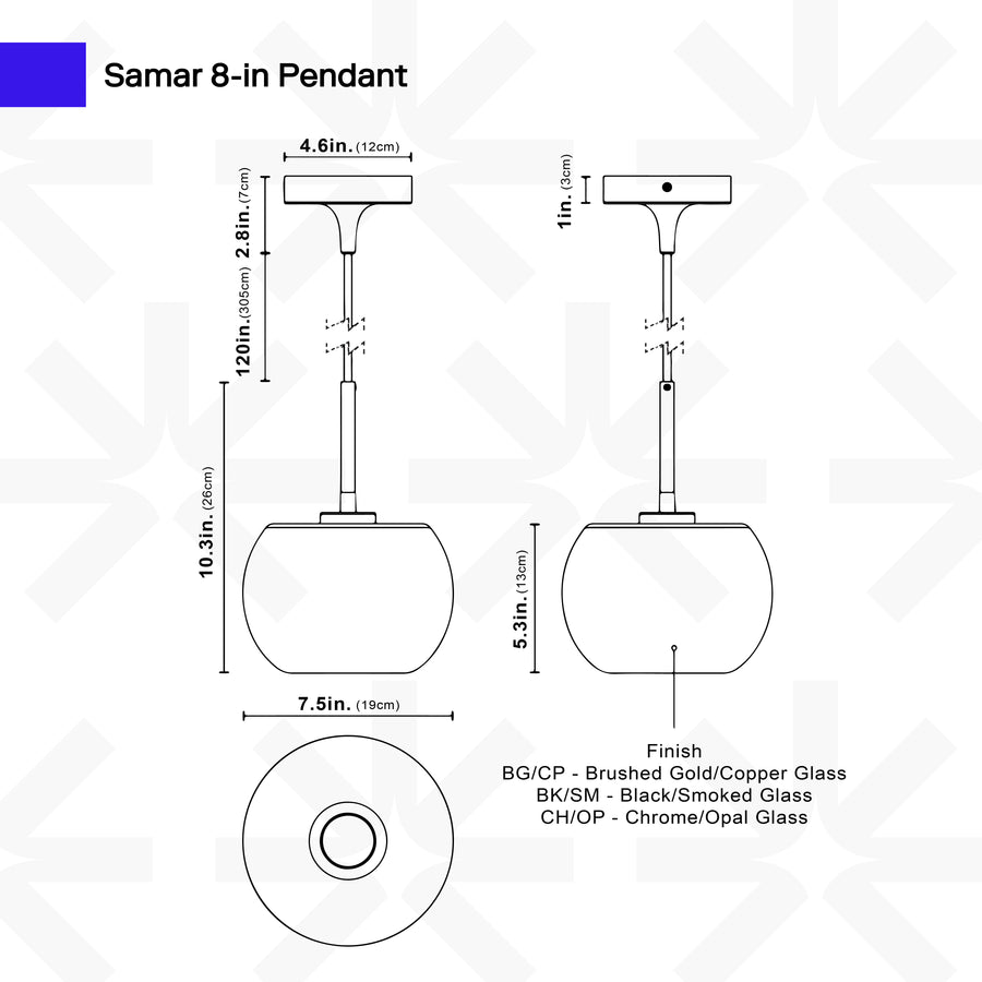 Samar 8-in Pendant