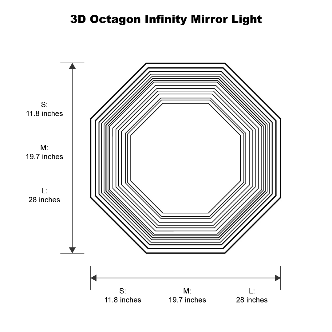Infinity Shape Octagon 3D Octagon Infinity Mirror Light – Ozarké