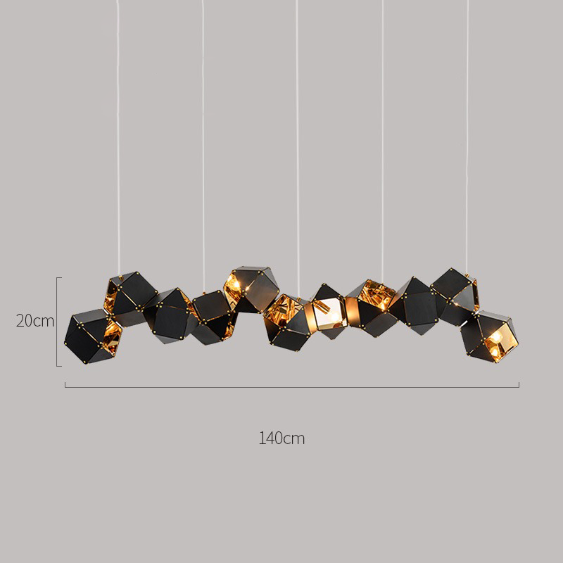 Nordic Modern Luxury Black Wrought Iron Chandeliers Retro Pendants