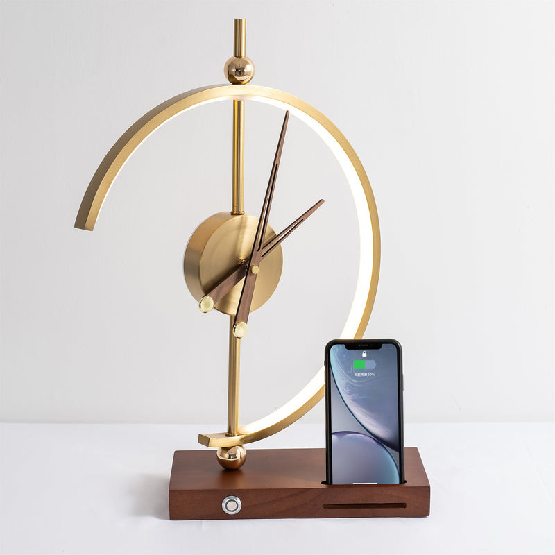 Minimalist LED Clock Lamp with Phone Wireless Charger