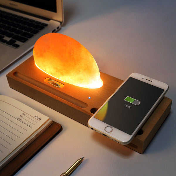 Himalayan Sunrise Salt Lamp with Wireless Phone Charger
